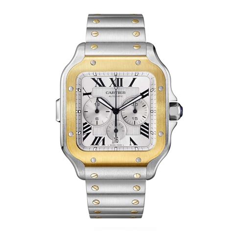 cartier santos 18k gold watch|cartier santos chronograph watch.